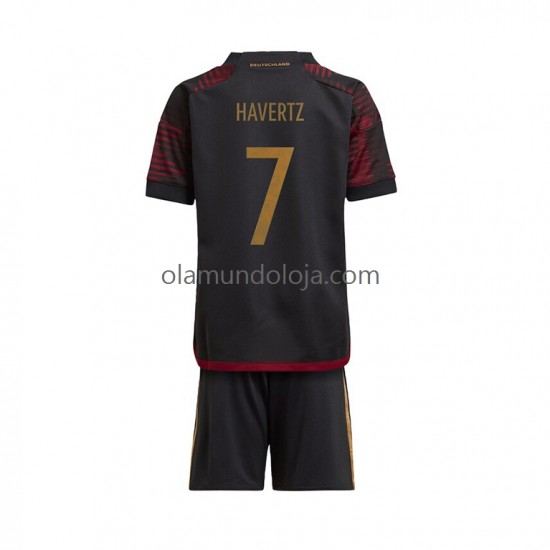 Camisola Alemanha Havertz 7 Criança Equipamento Segundo Copa do Mundo 2022 Manga Curta